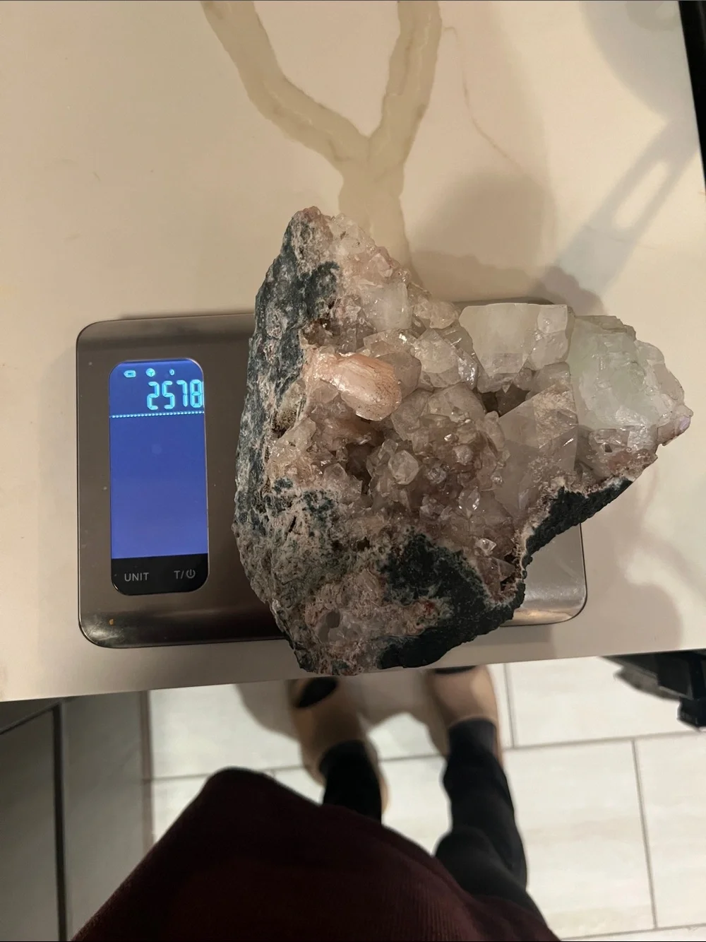 Statement Apophyllite Crystal multicolored w Stillbite inclusions & more 2578g - Picture 3 of 17